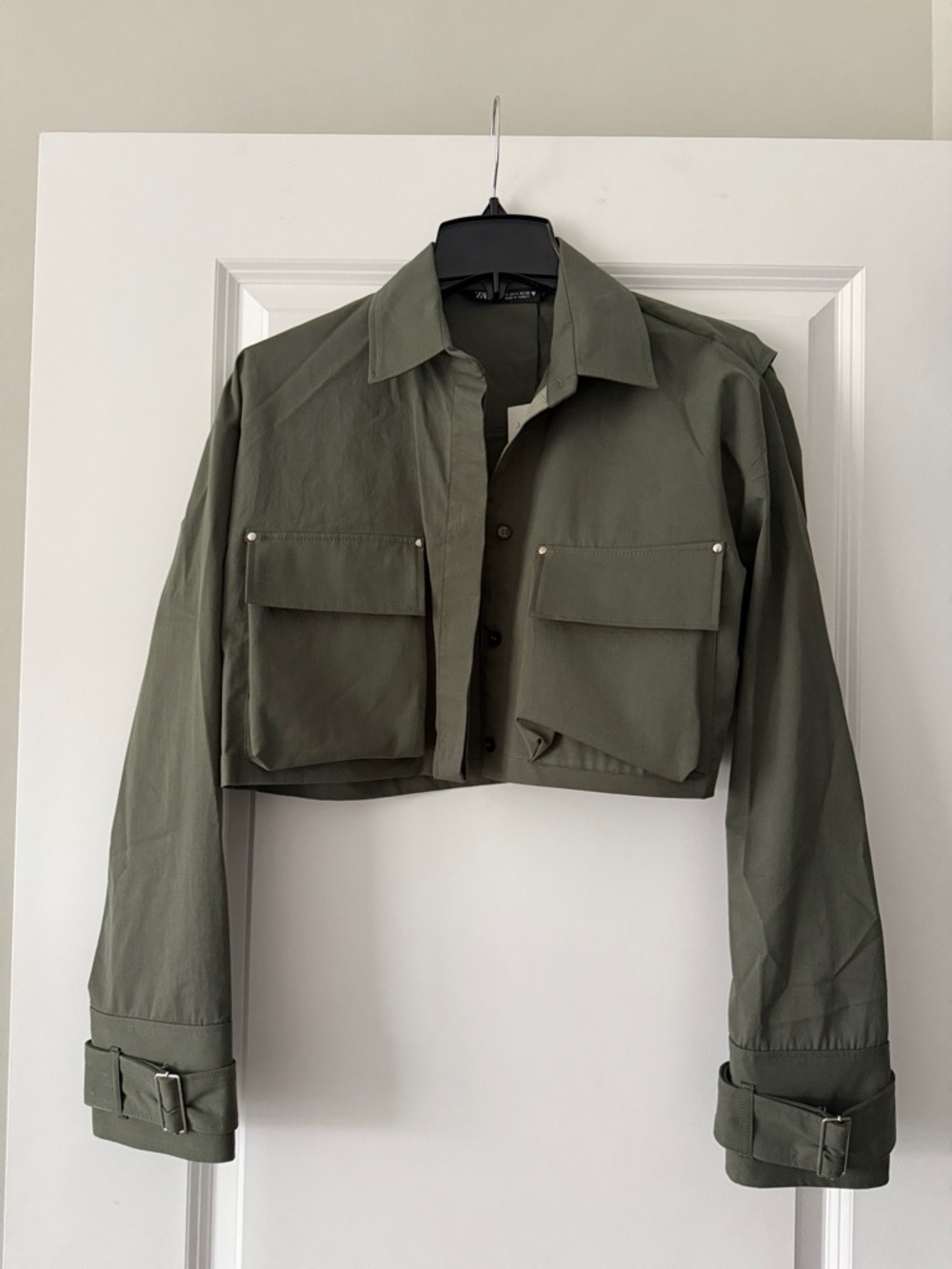 Zara Cropped Utility Jacket - Olive